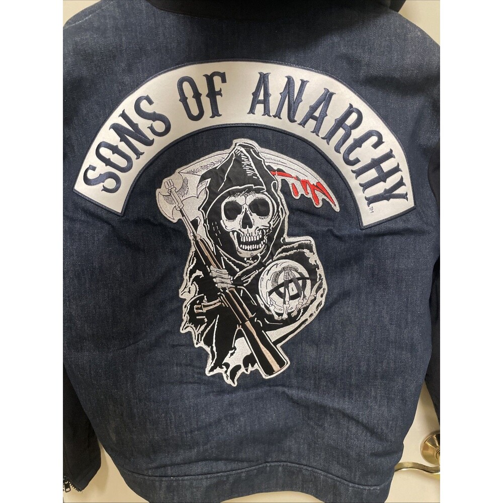 SOA Sons Of Anarchy Road Gear Jacket L Denim W/soft Cotton sleeves Moto Coat